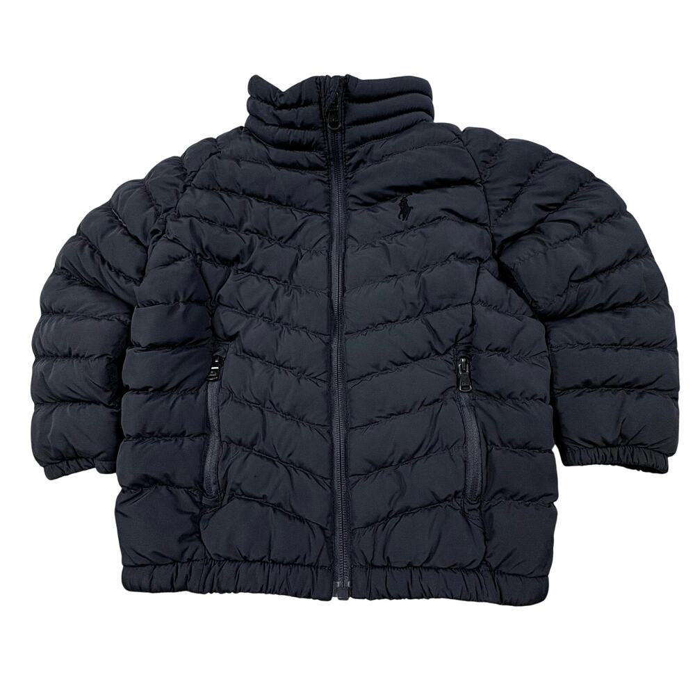 Ralph Lauren Puffer Coat Boys/Girls 24M Gray Quilted Jacket Preppy Pony - Picture 2 of 9